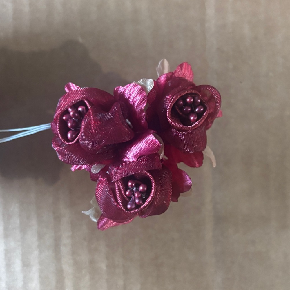 Burgundy Satin And Organza Flowers For Crowns, Wreaths Etc.